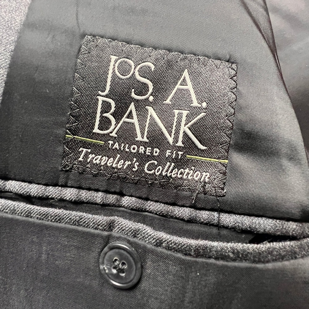 Jos. A. Bank Travelers Collection Gray Windowpane 100% Wool Blazer Jacket 46R - Picture 7 of 13
